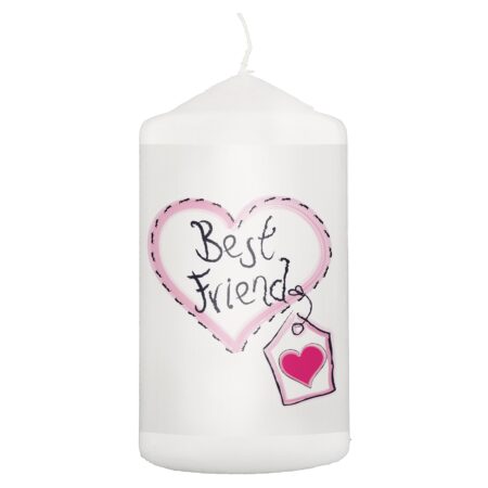Best Friend Heart Stitch Pillar Candle: 2 - Candles By Gift Moments