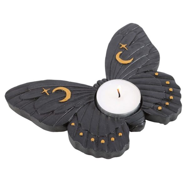 Black Moth Tealight Candle Holder: 1 - Candle Holders By Gift Moments