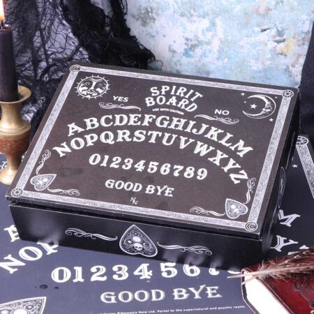 Black and White Spirit Board and Planchette Jewellery Storage Box with Mirror: 1 - Boxes By NN Designs
