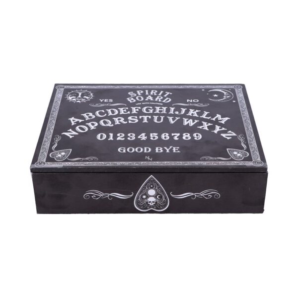 Black and White Spirit Board and Planchette Jewellery Storage Box with Mirror: 2 - Boxes By NN Designs