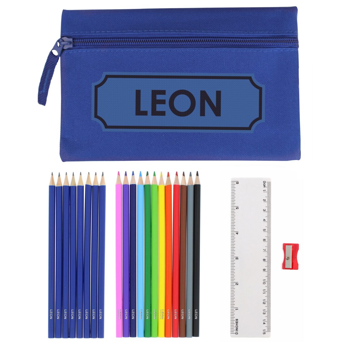 Blue Pencil Case with Personalised Pencils & Crayons: 5 - Pencil Cases & Sets By Gift Moments