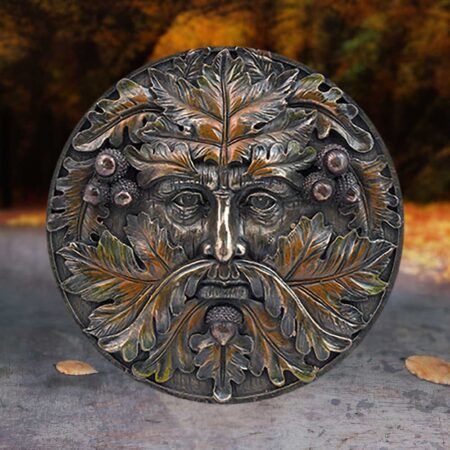 Bronzed autumn equinox tree spirit wall plaque