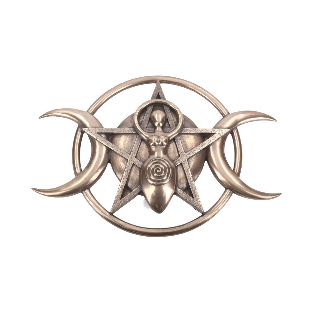 Bronzed Triple Moon Cycle Of Life Goddess Plaque 30cm: 2 - Wall Hanging Sculptures By Gift Moments
