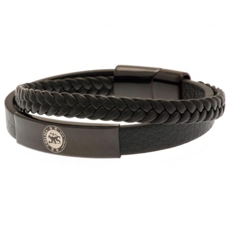 Chelsea FC Black IP Leather Bracelet: 2 - Jewellery By Chelsea