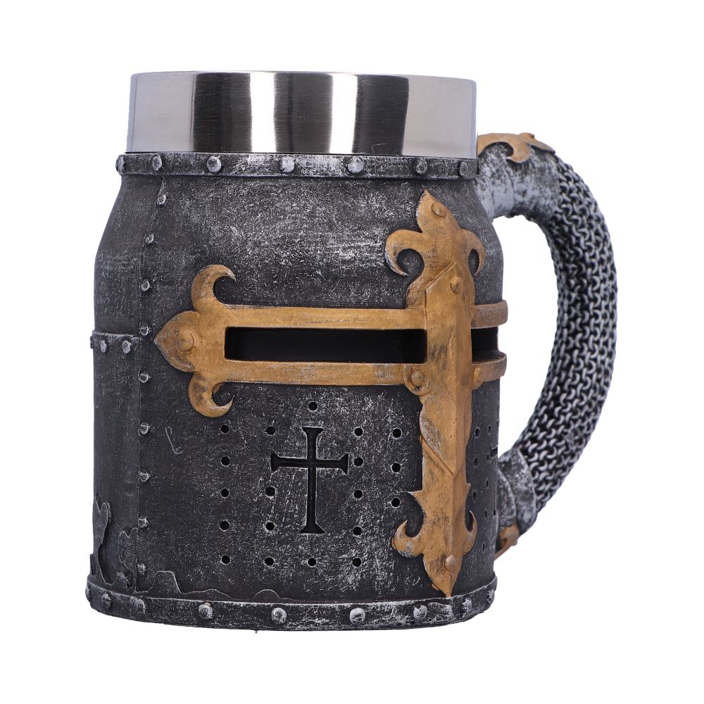 Crusader medieval knight chainmail tankard historical helmet mug