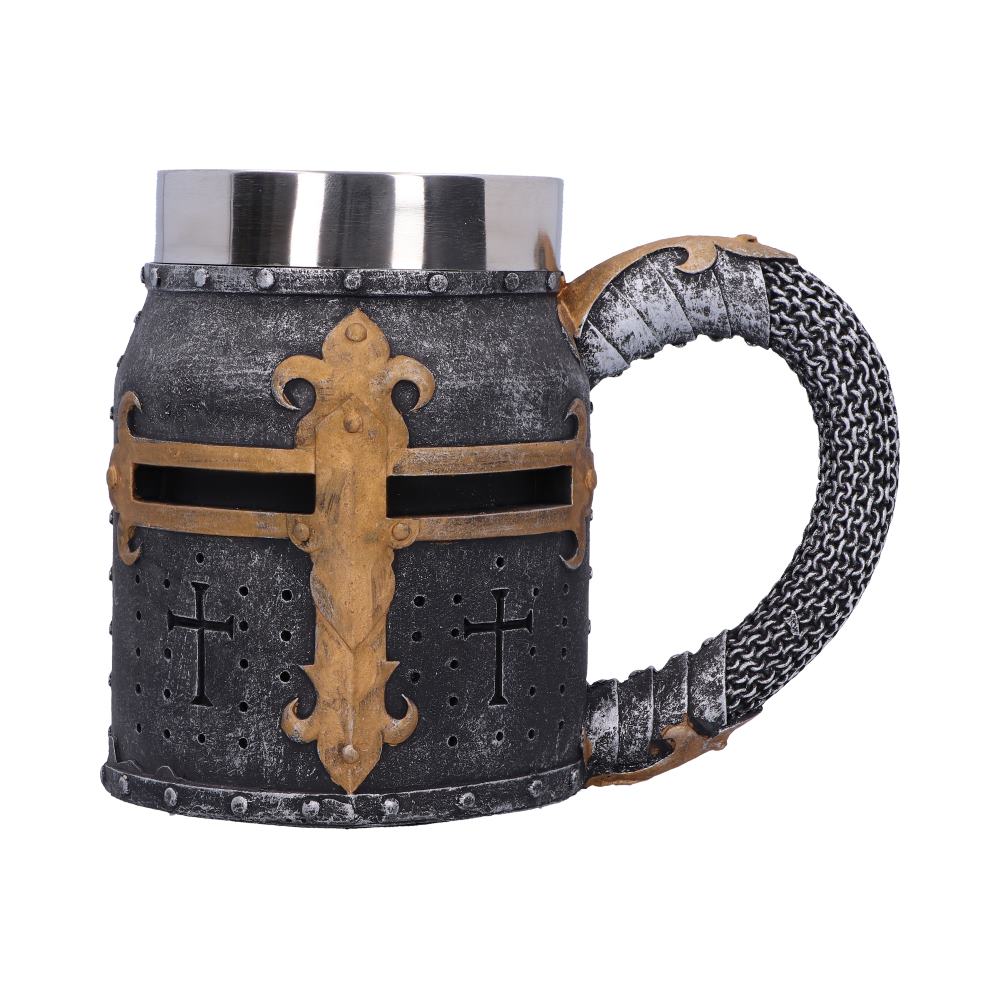Crusader medieval knight chainmail tankard historical helmet mug