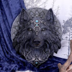 Dark Gothic Magical Wolf Moon Wall Hanging Plaque: 1 - Wall Hanging Sculptures By NN Designs