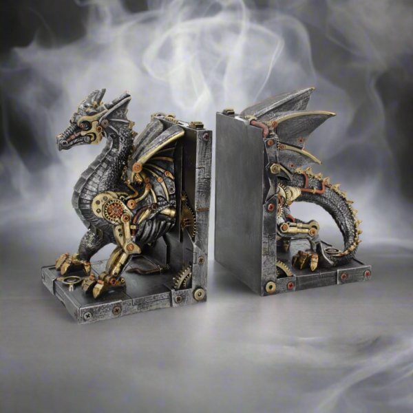 Dracus Machina Steampunk Dragon Bookends 27cm: 1 - Bookends By Gift Moments