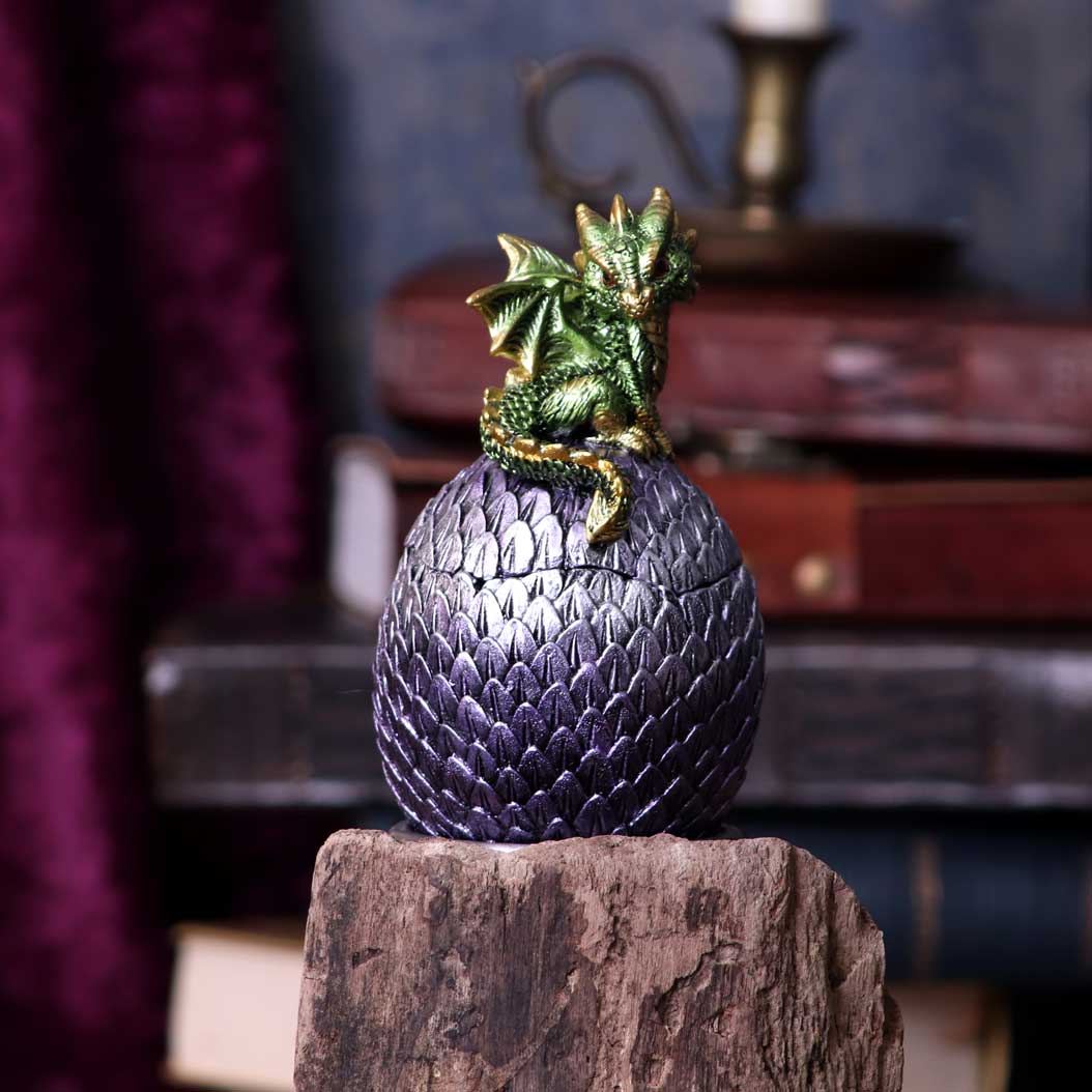 Dragonling Perch Box Metallic Green Dragon Box 14cm: 1 - Boxes By Gift Moments