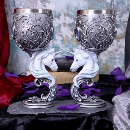 Enchanted Hearts Twin Unicorn Heart Set of Two Goblets: 1 - Goblets & Chalices By NN Designs
