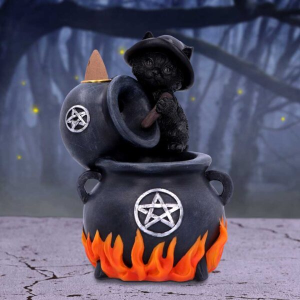Familiar Brew Black Cat Backflow Incense Burner 18cm: 1 - Incense Holders By Gift Moments
