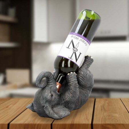 Grey elephant guzzler wine bottle holder