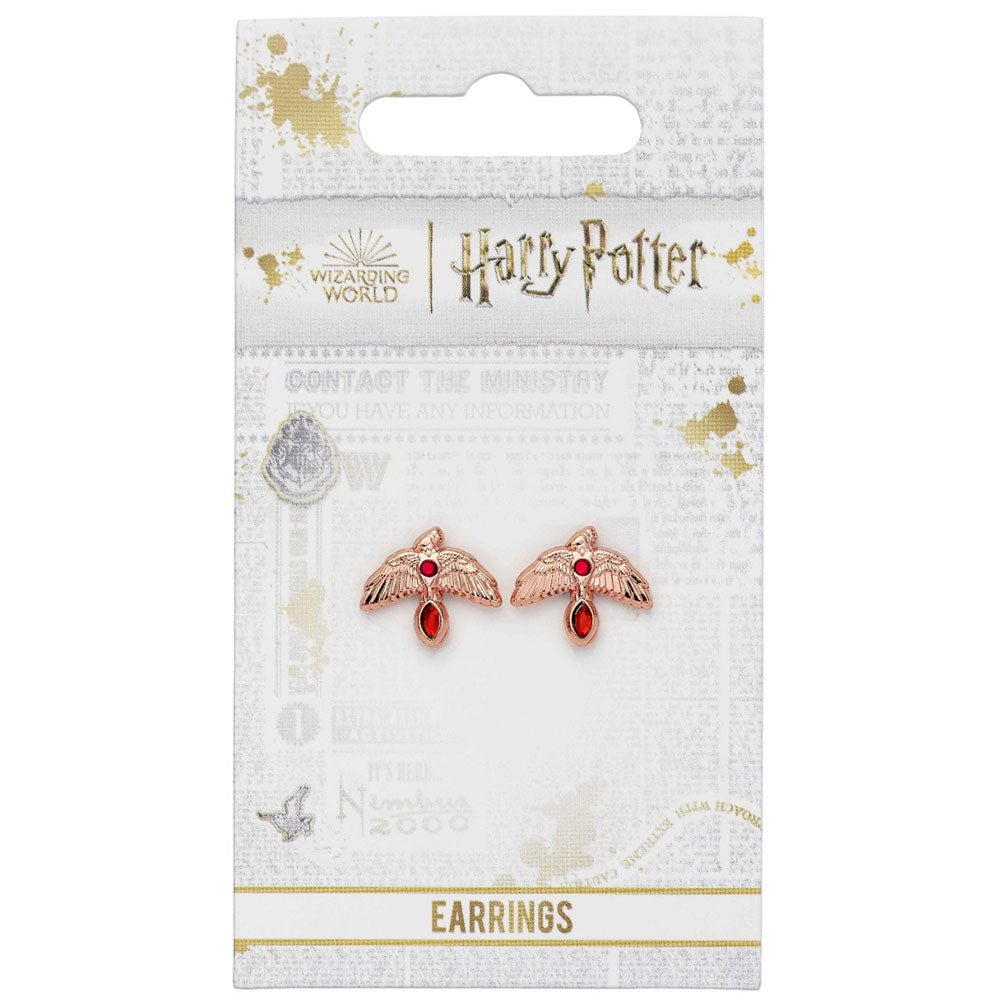 Harry Potter Rose Gold Plated Fawkes Stud Earrings: 2 - Jewellery By Harry Potter