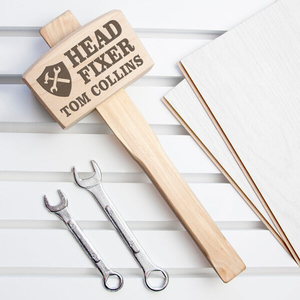 Head Fixer Personalised Wooden Mallet: 2 - Tools & Storage By Gift Moments