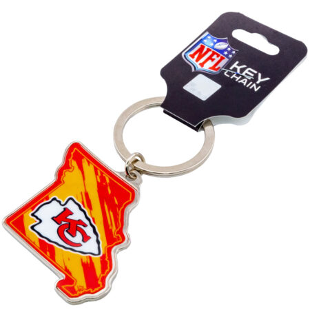 Kansas City Chiefs State Shape Keyring: 3 - Keyrings By American Sports