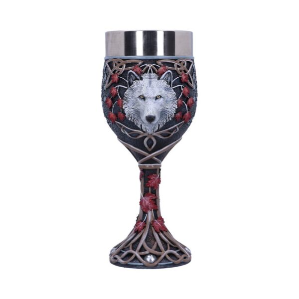 Lisa Parker Guardian of the Fall White Autumn Wolf Goblet: 2 - Goblets & Chalices By Lisa Parker