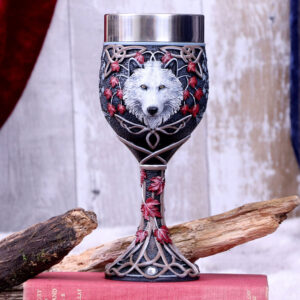 Lisa Parker Guardian of the Fall White Autumn Wolf Goblet: 1 - Goblets & Chalices By Lisa Parker