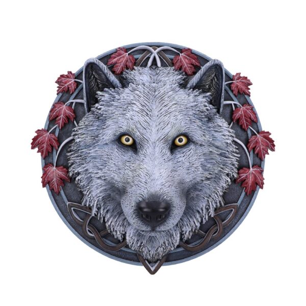 Lisa Parker Guardian of the Fall White Autumn Wolf Wall Plaque: 2 - Wall Hanging Sculptures By Lisa Parker