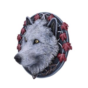 Lisa Parker Guardian of the Fall White Autumn Wolf Wall Plaque: 3 - Wall Hanging Sculptures By Lisa Parker