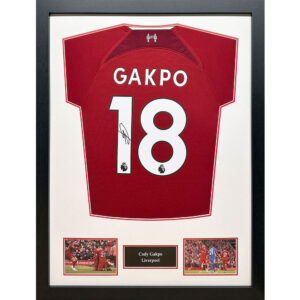Liverpool FC Framed Signed Shirt by Gakpo: 1 - Signed Memorabilia By Liverpool