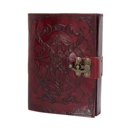 Lockable red leather baphomet embossed journal