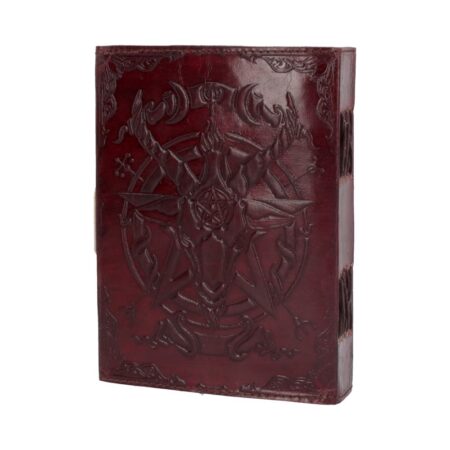 Lockable red leather baphomet embossed journal