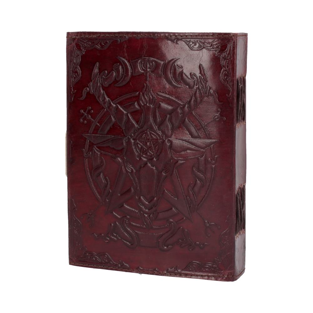 Lockable red leather baphomet embossed journal