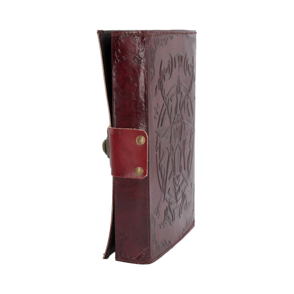 Lockable red leather baphomet embossed journal