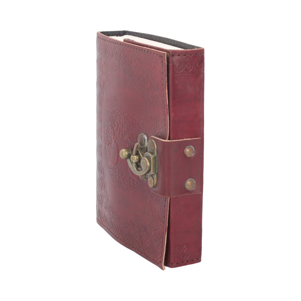 Lockable Tree Of Life Red Leather Journal 13 x 18cm: 3 - Leather Journals By Gift Moments