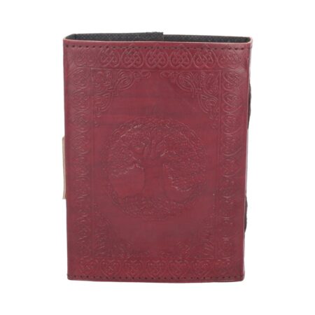 Lockable Tree Of Life Red Leather Journal 13 x 18cm: 5 - Leather Journals By Gift Moments
