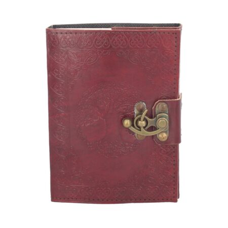 Lockable Tree Of Life Red Leather Journal 13 x 18cm: 2 - Leather Journals By Gift Moments