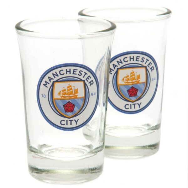 Manchester City FC 2pk Shot Glass Set: 2 - Glassware By Manchester City
