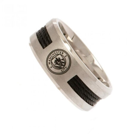 Manchester City FC Black Inlay Ring Large: 2 - Jewellery By Manchester City