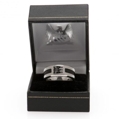 Manchester City FC Black Inlay Ring Large EC: 2 - Jewellery By Manchester City