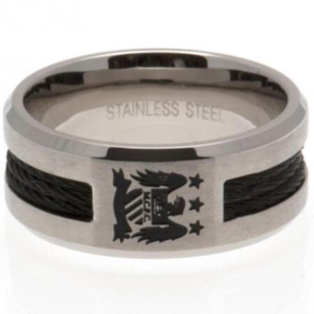 Manchester City FC Black Inlay Ring Large EC: 1 - Jewellery By Manchester City