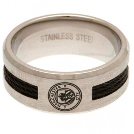 Manchester City FC Black Inlay Ring Medium: 1 - Jewellery By Manchester City