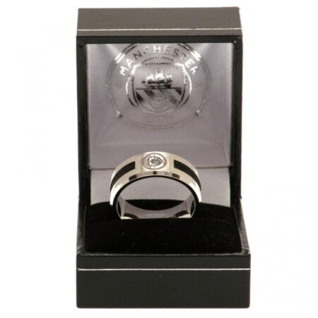 Manchester City FC Black Inlay Ring Small: 3 - Jewellery By Manchester City