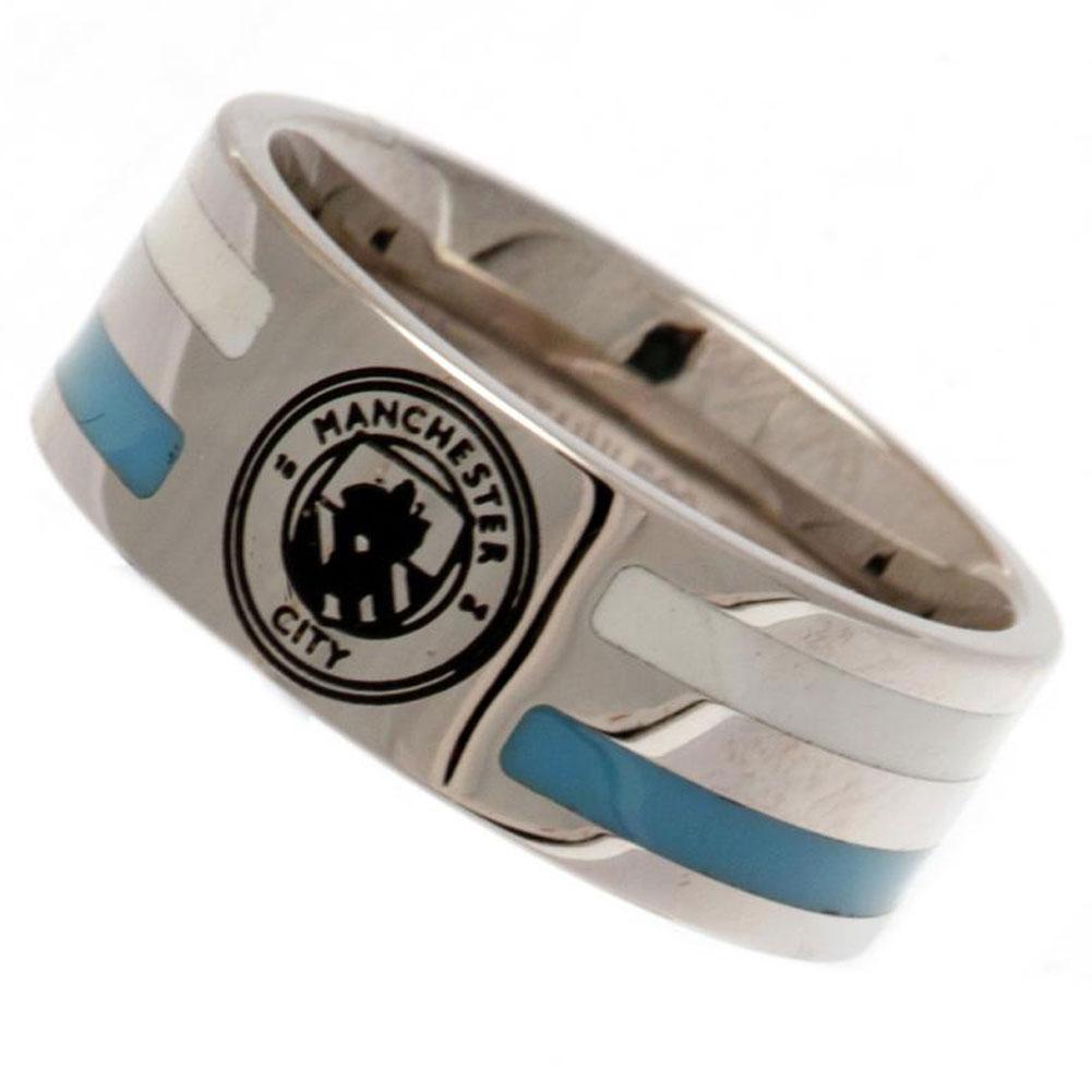 Manchester City FC Colour Stripe Ring Large: 2 - Jewellery By Manchester City