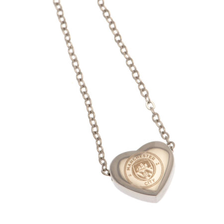 Manchester City FC Stainless Steel Heart Necklace: 2 - Jewellery By Manchester City