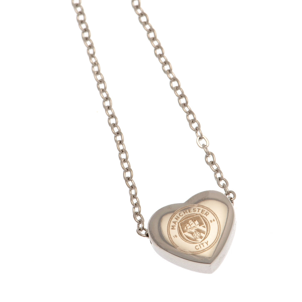 Manchester City FC Stainless Steel Heart Necklace: 2 - Jewellery By Manchester City