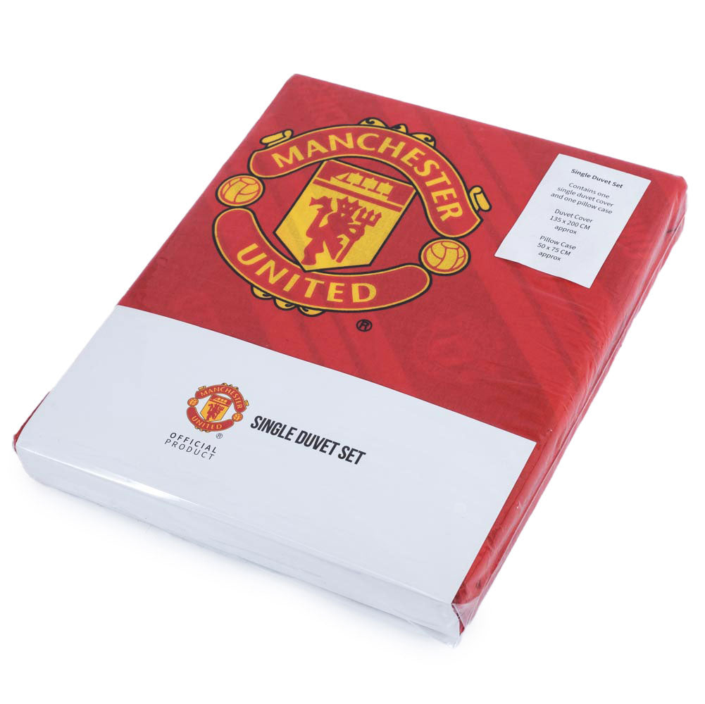 Manchester united fc core stripe single duvet set