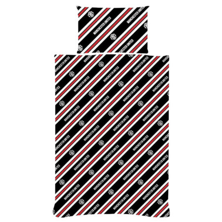Manchester united fc core stripe single duvet set