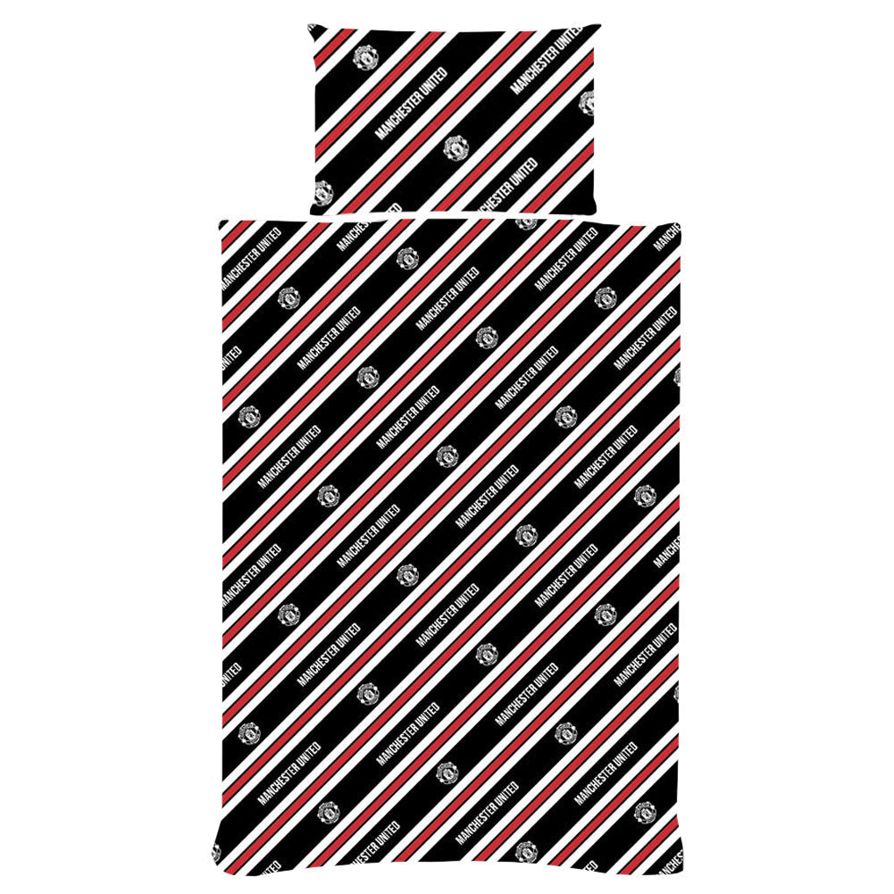 Manchester united fc core stripe single duvet set