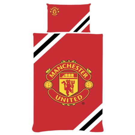 Manchester united fc core stripe single duvet set