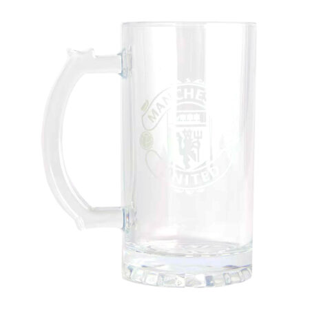 Manchester United FC Mono Crest Stein Glass Tankard: 1 - Beer Glasses By Manchester City