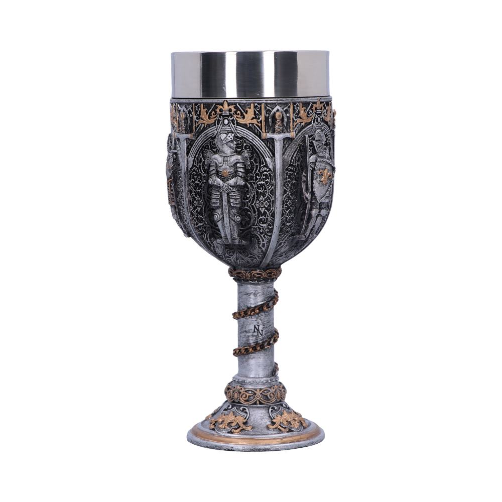 Medieval knight chain wine goblet