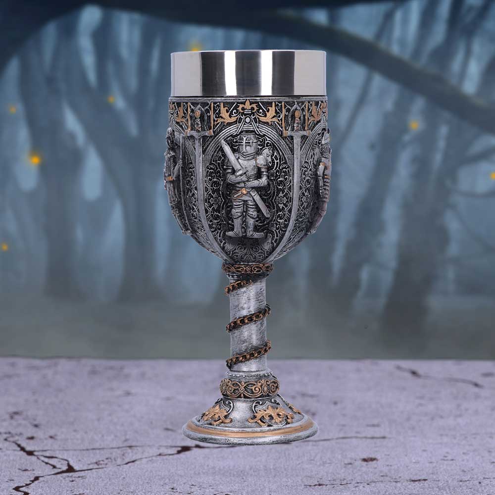 Medieval knight chain wine goblet