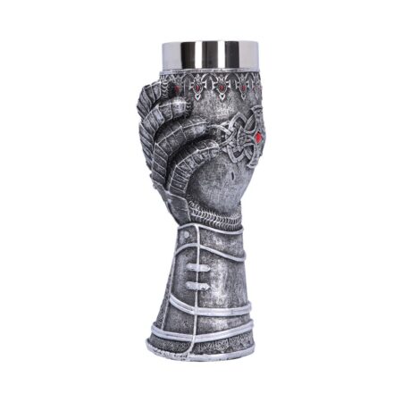 Medieval knight gauntlet wine goblet hand painted