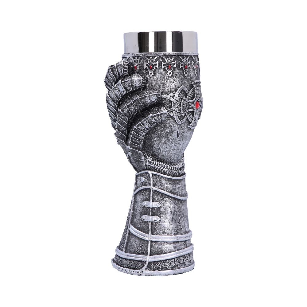 Medieval knight gauntlet wine goblet hand painted