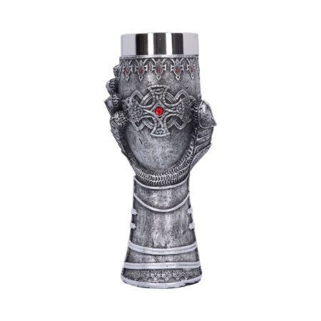 Medieval knight gauntlet wine goblet hand painted